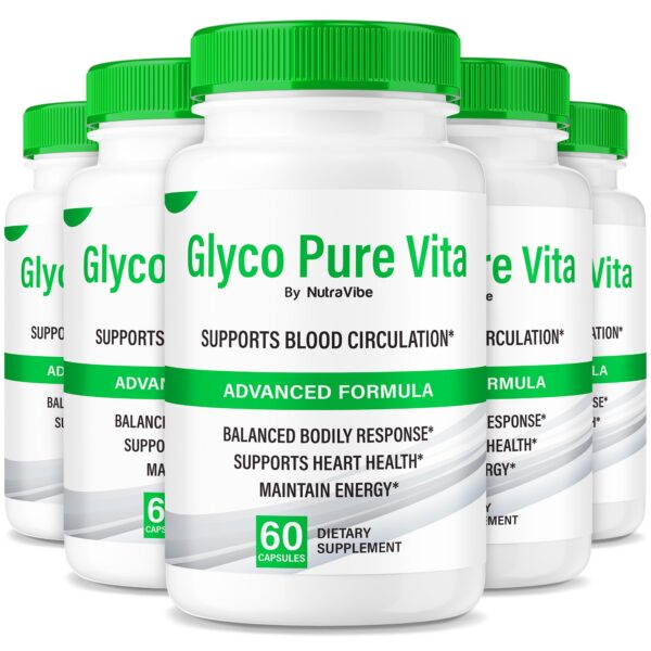 Paquete de 5 Glyco Pure Vita con 300 cápsulas para energía y circulación