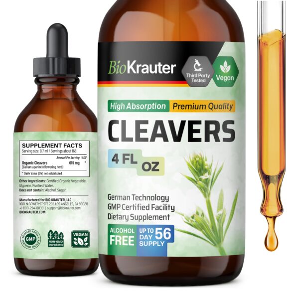 Botella de tintura de hierba cleavers BIO KRAUTER 4oz