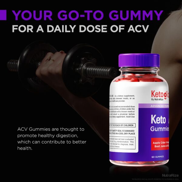 Detalle gomitas KetoGlow ACV 1000mg vinagre de manzana