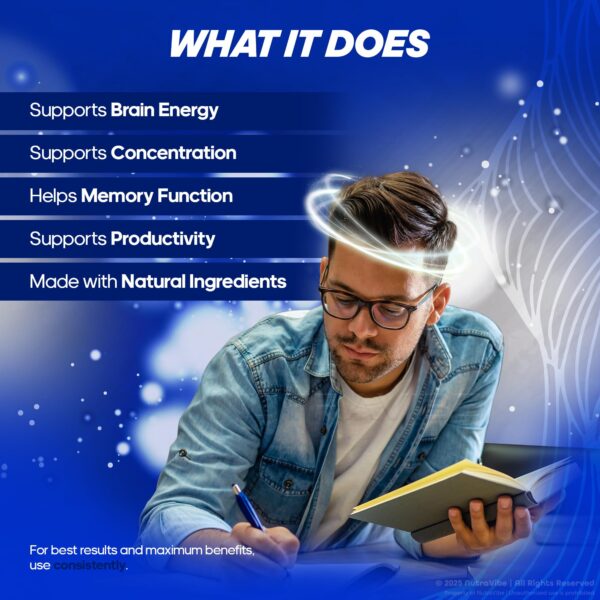 Envase Mind Vault suplemento natural para concentración y control