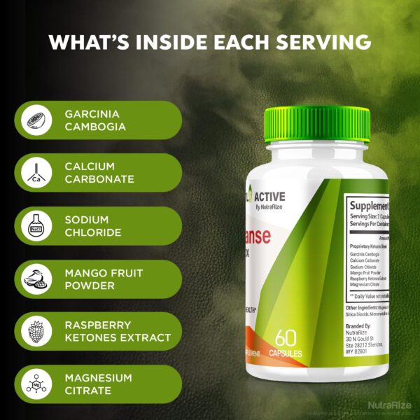 Frasco de cápsulas Perfitly Active NutraRize vista lateral