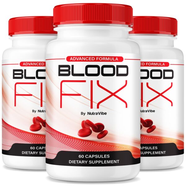 Frasco de cápsulas Blood Fix para circulación y energía diaria
