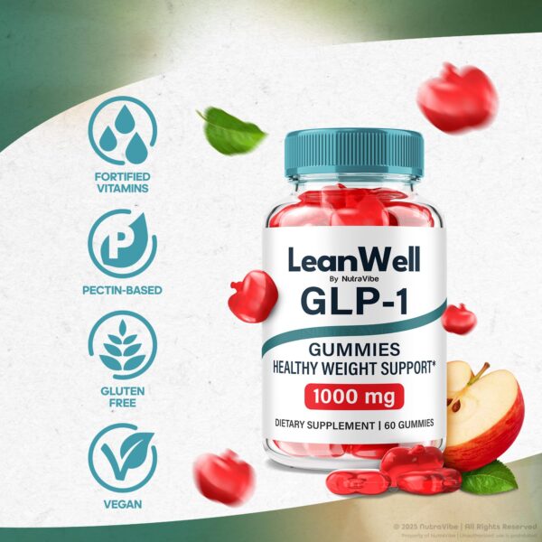 Frasco de gomitas LeanWell GLP-1 para salud metabólica