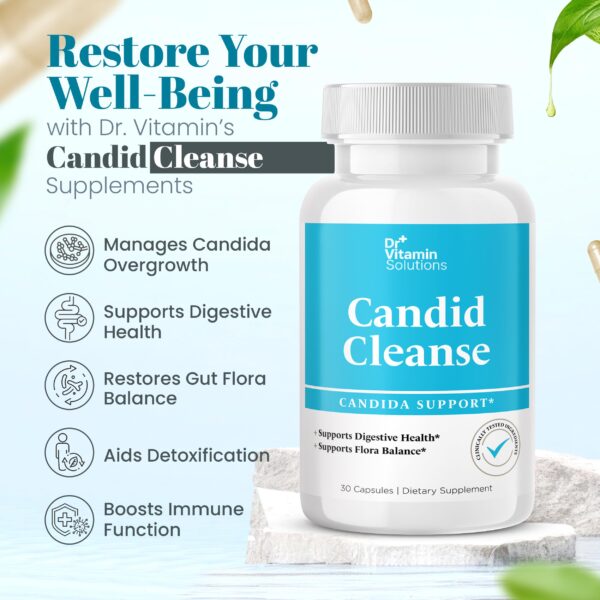 Etiqueta lateral suplemento Candida Cleanse Dr. Vitamin