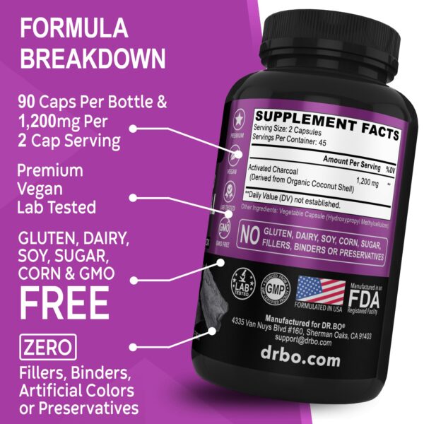 Apoyo digestivo con carbón activado para gas e hinchazón