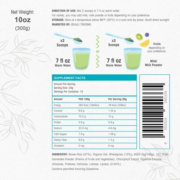 Paquete VIBOGRO V'vive polvo fitofermentado con espinaca