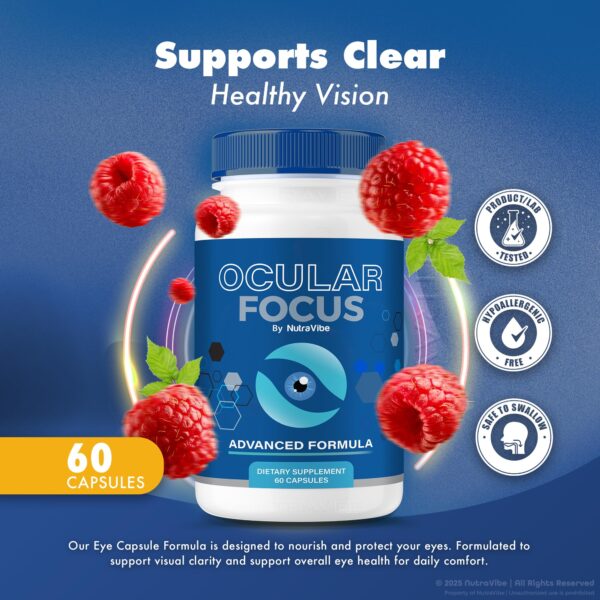 Detalle de cápsulas Ocular Focus para visión nítida y foco