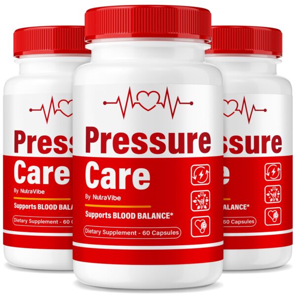 Cápsulas de cuidado de la presión en frasco.