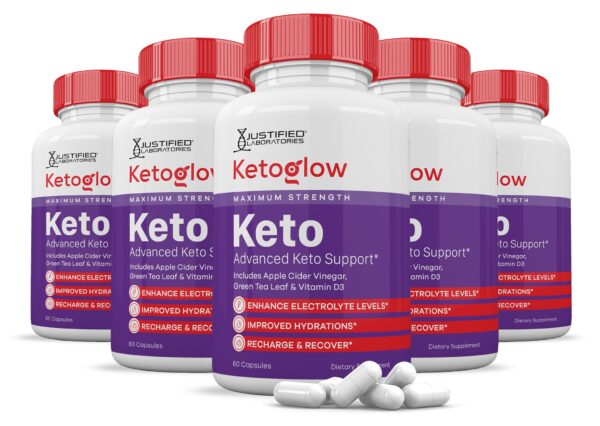 paquete 5 pastillas keto glow acv fórmula soporte keto