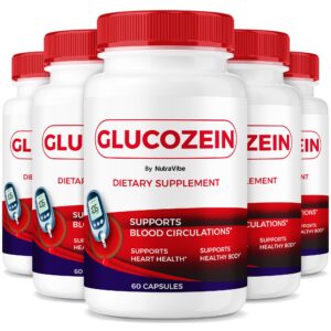 Paquete de 5 botellas de cápsulas GlucoZein para soporte diario de energía