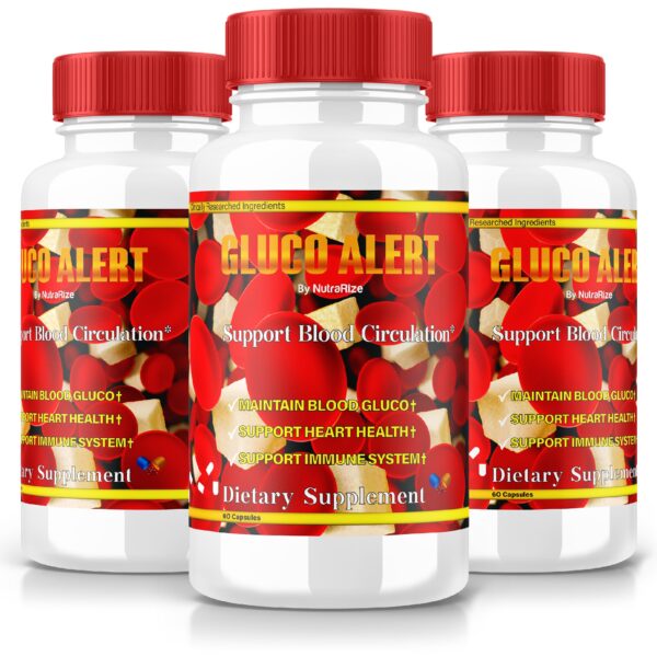 Frasco cápsulas Gluco Alert suplemento salud avanzado