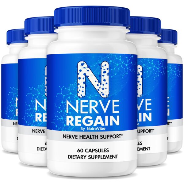 Frasco de cápsulas Nerve Regain para salud nerviosa y confort