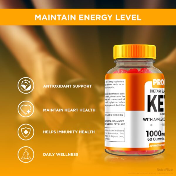 Frasco gomitas naturales con vinagre sidra manzana Keto