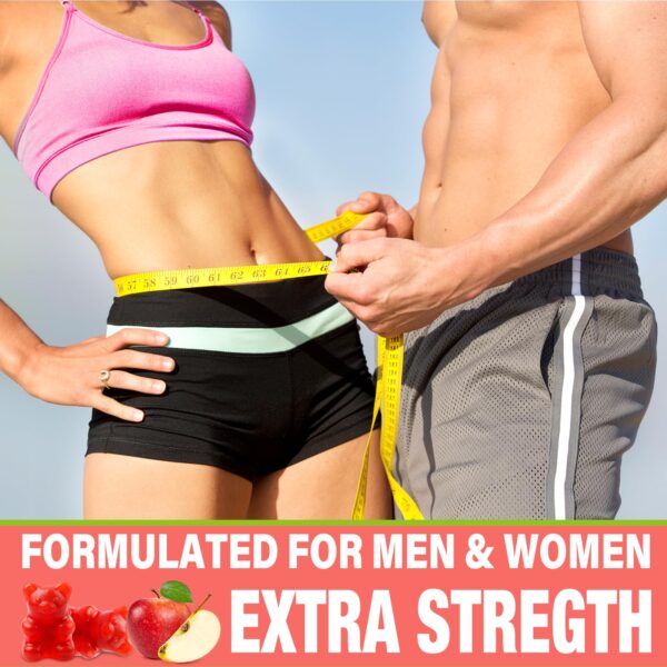 Gomitas Keto ACV Powerific frasco y gomitas desplegadas