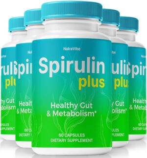 Frasco de cápsulas Spirulin Plus para salud general