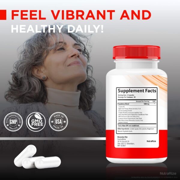 Detalle cápsula Gluco Revive NutraRize suplemento salud