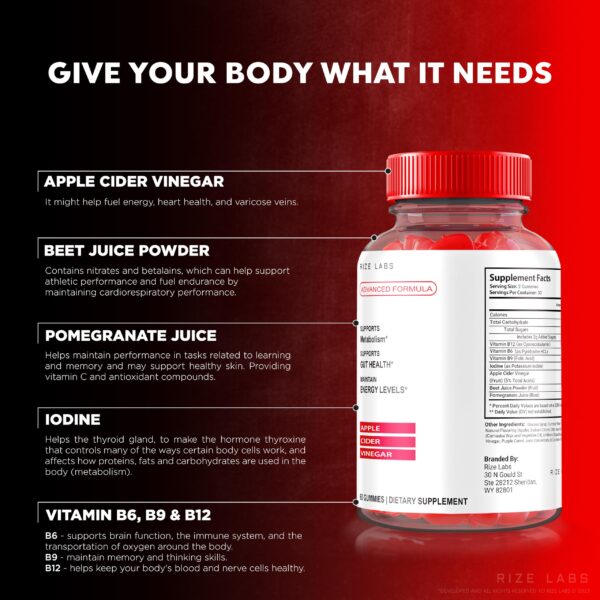 Envase gomitas Keto ACV 60 unidades Rize Labs paquete 3