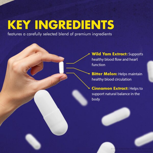 Version 1.0.0 Paquete y cápsulas Glucalma para rutina diaria saludable