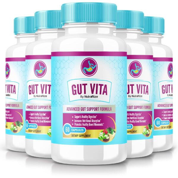 Paquete de 5 Gut Vita cápsulas suplemento digestivo natural NutraRize