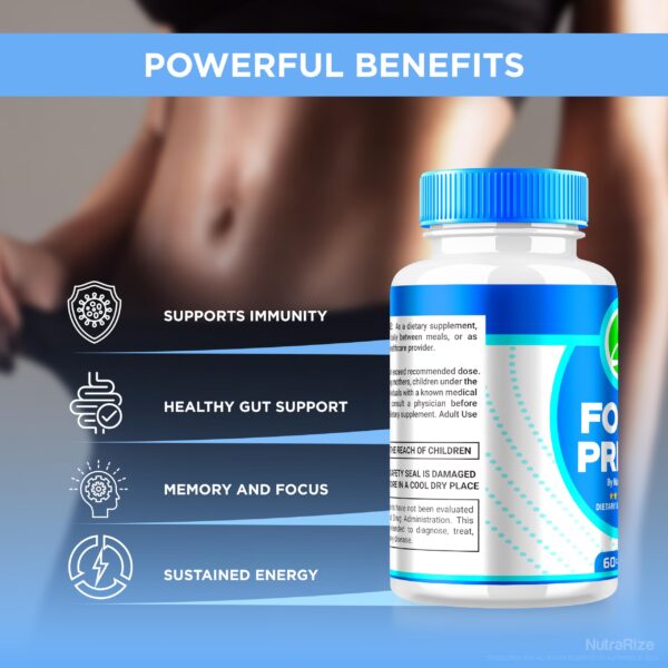 Etiqueta frontal Forti Prime cápsulas detox