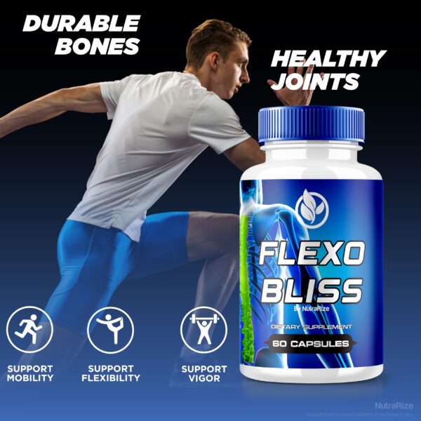 Frasco NutraRize Flexo Bliss apoyo salud articular 120 cápsulas