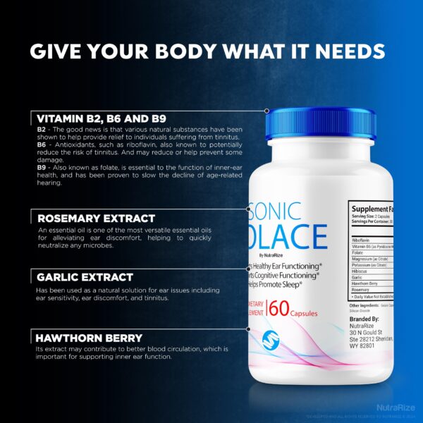 Suplemento oral Sonic Solace para función auditiva