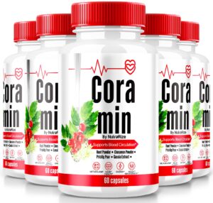 Paquete de cápsulas Coramin suplemento natural 300 unidades