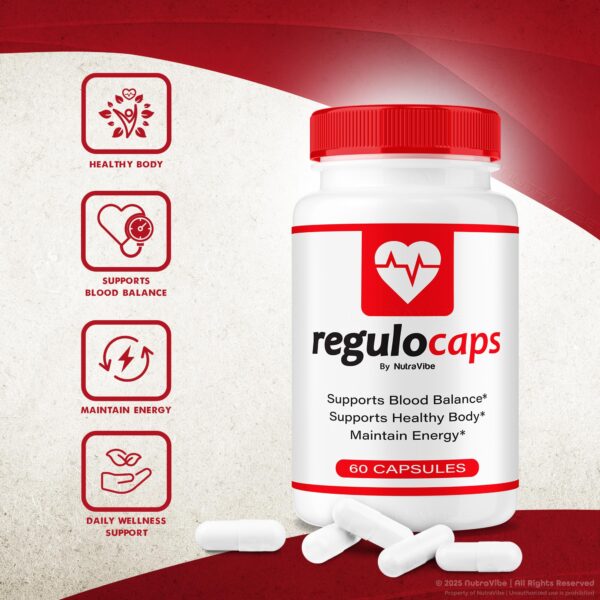 Caja Regulocaps mostrada junto a cápsulas