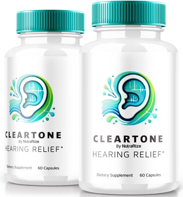 Paquete claro ClearTone NutraRize para salud auditiva y tinnitus