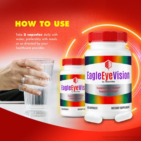 Cápsulas en mano del suplemento Eagle Eye Vision visión nítida