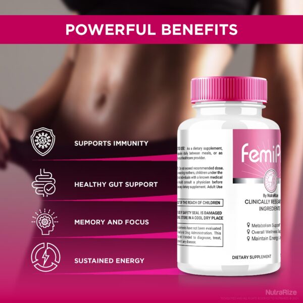 Frasco suplemento natural FemiPro salud urinaria y peso