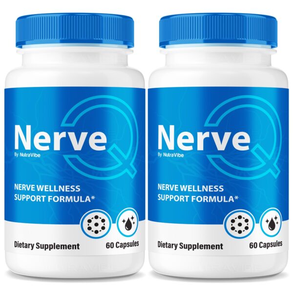 Version 1.0.0 Paquete de 2 frascos de cápsulas Nerve Q para salud nerviosa