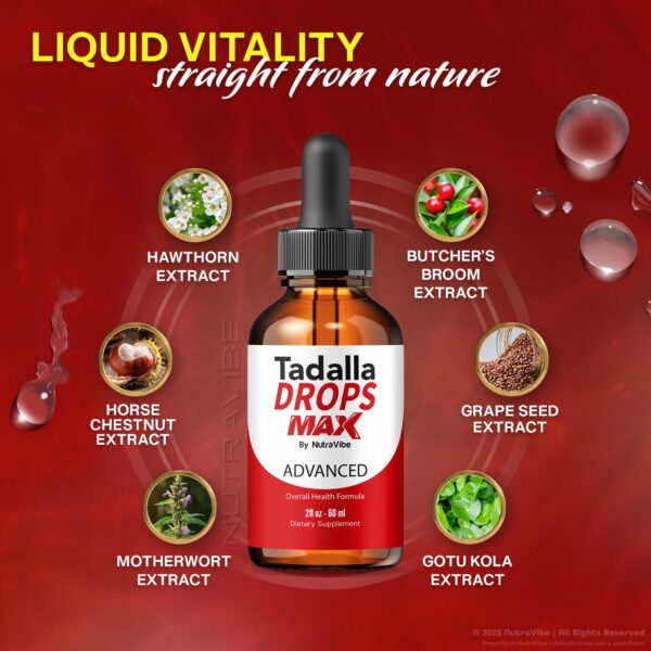 Etiqueta frontal botella Tadalla Drops Max NutraVibe