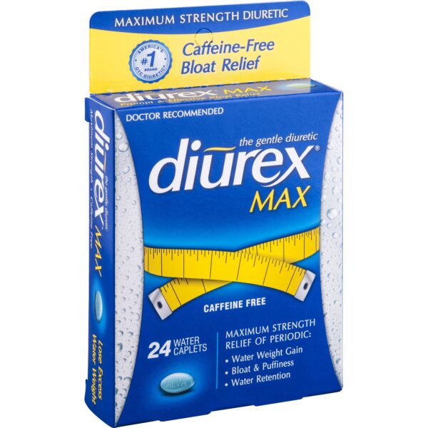 Frontal de paquete Diurex Max 24 pastillas para retención de líquidos