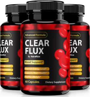 Frasco Clear Flux cápsulas naturales para circulación y bienestar