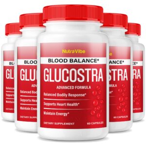 Frasco de cápsulas Glucostra para energía y salud diaria