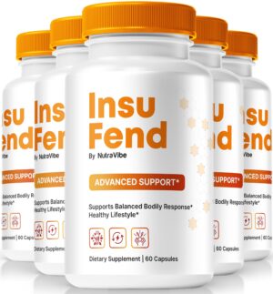 Paquete cápsulas InsuFend NutraVibe fórmula natural bienestar