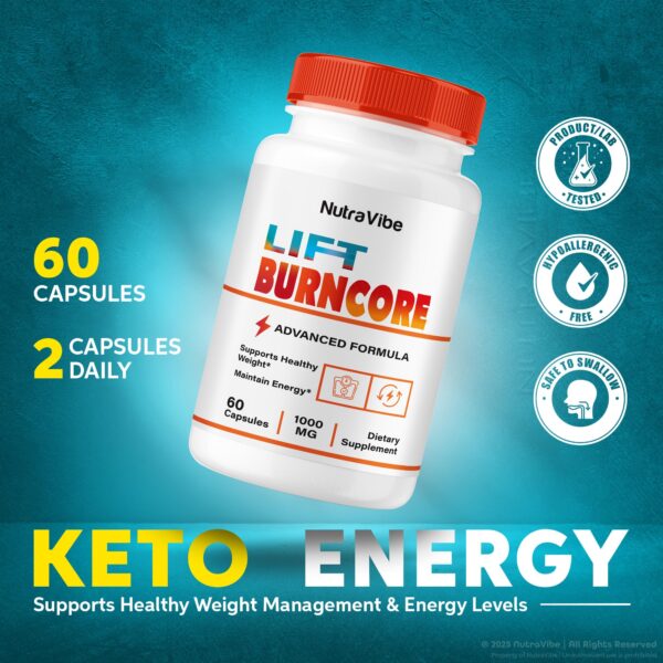 Frascos Lift Burn Core en estante