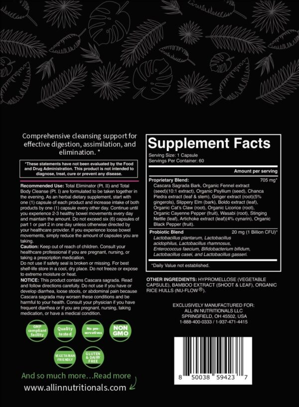 Componentes programa triple limpieza All In Nutritionals