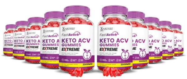 Paquete de 10 Fast Active Keto ACV Gummies con jugo de granada y remolacha