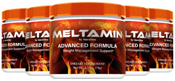 Frasco de polvo Meltamin fórmula premium para energía