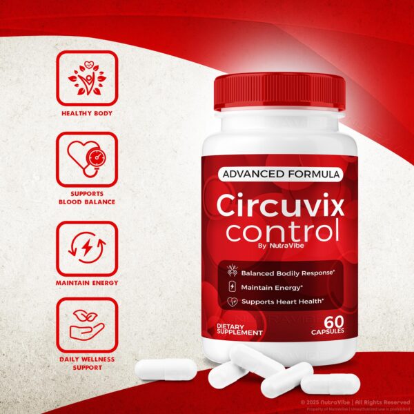 Foco en etiqueta de cápsulas Circuvix Control suplemento nutricional