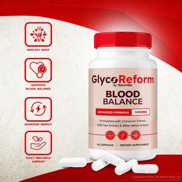 Vista frontal paquete Glyco Reform suplemento natural