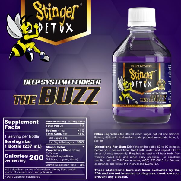 Bebida detox Stinger Buzz sabor uva paquete 2 botellas