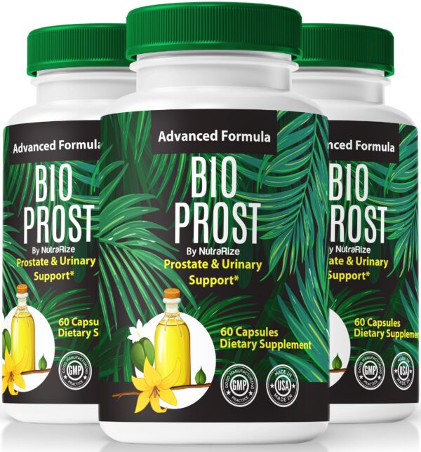 Caja de cápsulas BioProst para salud prostática NutraRize