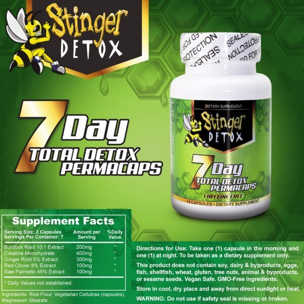 Frasco Stinger Detox cápsulas herbales para limpieza natural
