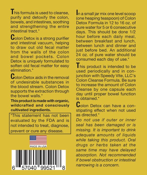 Polvo natural SpeedyVite para detox colon 10oz