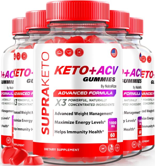 Paquete de 5 Supra Keto ACV gomitas para pérdida peso avanzada