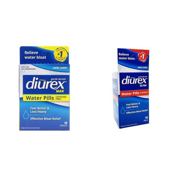 Caja Diurex Max pastillas diuréticas sin cafeína para hinchazón