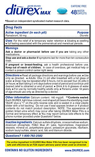 Tabletas Diurex Max diurético sin cafeína paquete doble